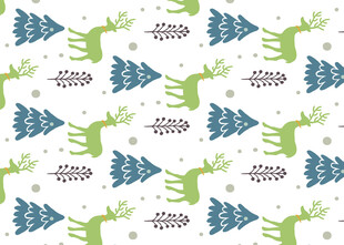 圣诞风动物与树木图案背景