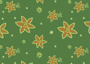 绿色背景上的花朵图案