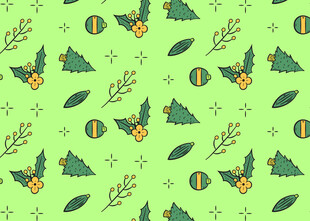 绿色圣诞元素无缝图案