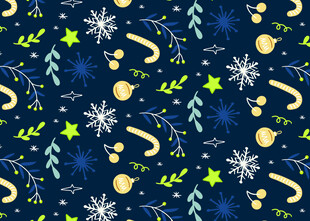 冬日雪花枝叶图案背景