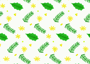 绿叶黄花图案背景纹理