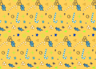 黄色底动物图案无缝背景