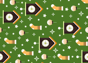 绿色背景的学术元素图案