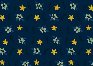 蓝色底星星花卉图案布料