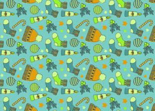 蓝底多彩乐器图案背景