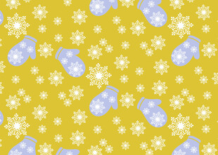 黄色背景雪花手套图案