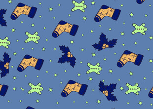 蓝色背景的卡通图案元素