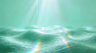 梦幻绿光下的波光粼粼海面