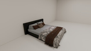 简约单人床室内展示