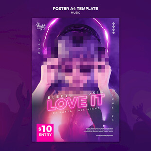 电子音乐霓虹海报