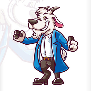 穿蓝外套的卡通狼形象