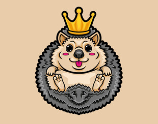 戴皇冠的可爱小刺猬