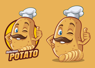 俏皮土豆厨师形象