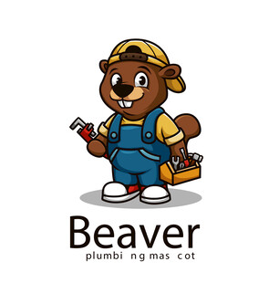 卡通海狸工人形象