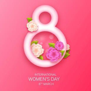 三八妇女节花卉装饰图案