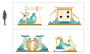 美陈国潮国风堆头打卡点装饰