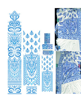 蓝白花纹扑克图案设计