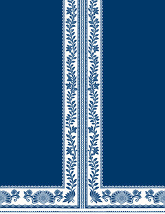 蓝底白花纹边框装饰图案