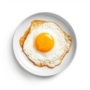 白色盘中的美味煎蛋