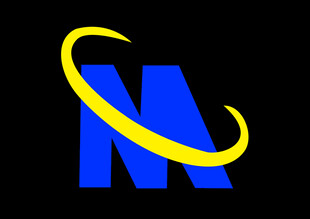 蓝色M标志配黄色环绕