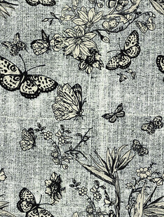 复古风花卉蝴蝶图案布料   数