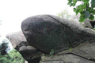 奇特巨石屹立山林间