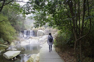 衡山漫步林间瀑布旁的静谧时刻