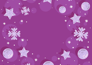 紫色梦幻雪花星星背景图