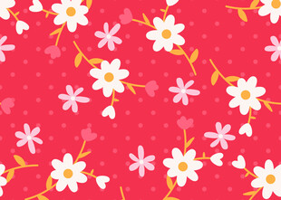 红色底小雏菊花卉图案