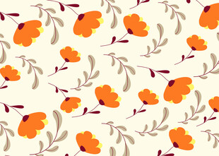 橙色花卉图案无缝背景