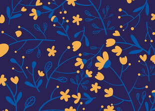 蓝色底花卉图案背景图