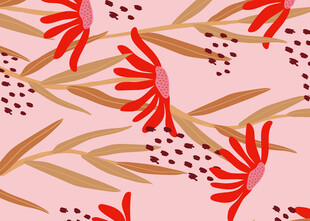 粉色背景花朵植物图案