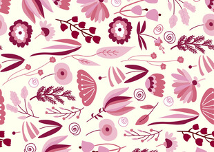 粉色花卉植物无缝图案
