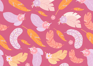 粉色背景的海鲜蔬菜图案