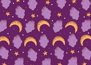 紫色梦幻星月云图案背景