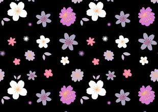 多彩小花黑色背景图案