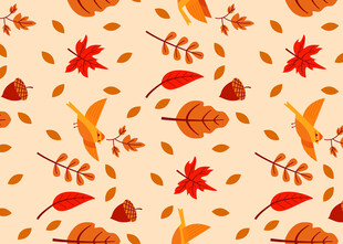 秋季落叶无缝图案背景