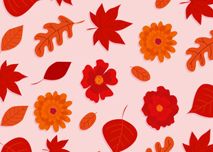 秋季花卉枫叶图案背景