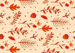 秋季植物元素无缝图案