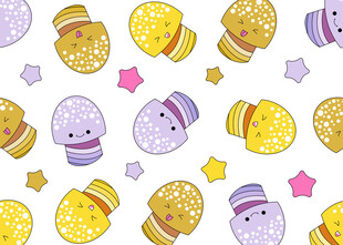 可爱卡通食物星星图案背景