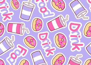 卡通风格饮品甜点图案