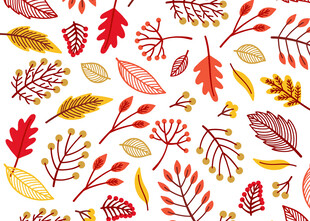 秋季手绘多彩树叶图案