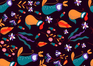 多彩抽象动植物图案背景