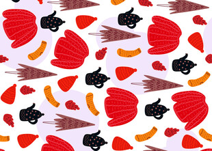 卡通蝙蝠草莓图案背景