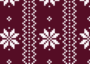 深红色雪花针织图案