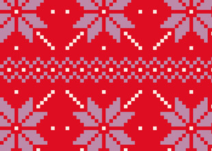 圣诞雪花红色针织图案