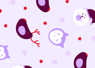 紫色小动物星星图案背景