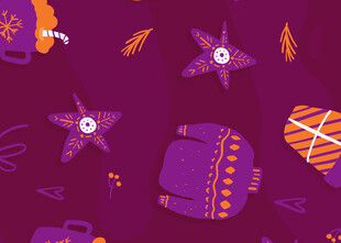 紫色海底世界可爱海洋元素