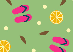 夏日沙滩风拖鞋柠檬图案