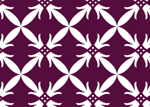 紫色底白色几何花卉图案